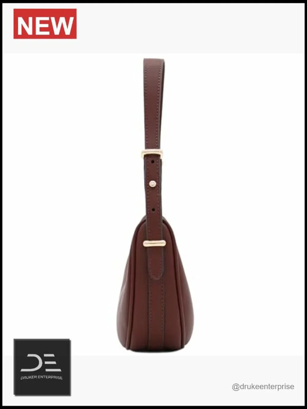 Small Crescent Smooth Faux Leather Underarm Shoulder Bag